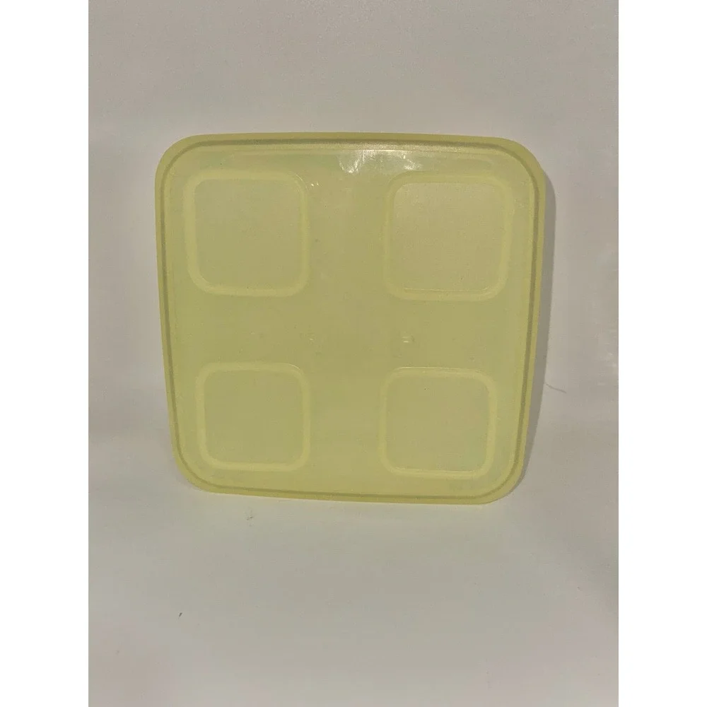 Tupperware #3151 Clear‎ Mates Square Stackable Storage Container Yellow Lid